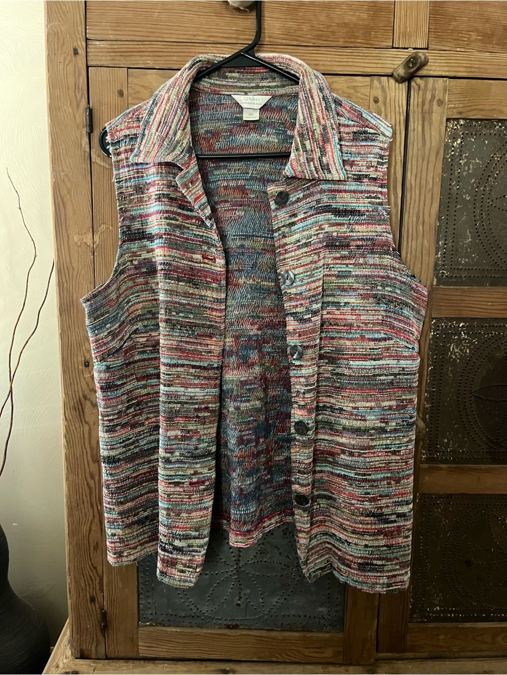 Christopher & Banks Multicolor Knit Sleeveless Cardigan